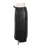 イザベルマラン ISABEL MARANT ラムレザーラップスカート ミディ丈 リボン 36 黒 ブラック