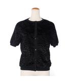 Sマックスマーラ 'S Max Mara ノーカラー ニット カーディガン トップス 切替デザイン 半袖 M 黒 ブラック