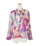 イザベル マラン エトワール ISABEL MARANT ETOILE マーブルプリント バンドカラー シャツ ブラウス ノーカラー 総柄 36 長袖 マルチカラー