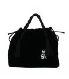ソニアリキエル SONIA RYKIEL ベロア 巾着バッグ タッセルハンドル チャーム付き 黒 ブラック
