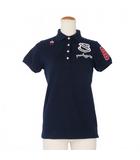 パーリーゲイツ PEARLY GATES ロゴ刺繍 ポロシャツ 半袖 鹿の子 ワッペン ゴルフウェア 0 ネイビー 紺