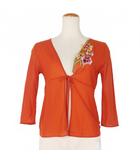 ヴィヴィアンタム VIVIENNE TAM カーディガン ボレロ 刺繍 七分袖 サイズ0 オレンジ 橙