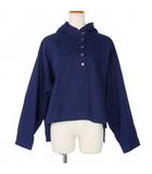 ミズイロインド mizuiro ind フード付きシャツ ブラウス 長袖 フリーサイズ ネイビー 紺