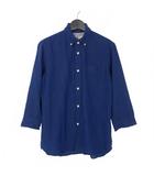 ユニオンステーション UNION STATION リネンシャツ ブラウス 七分袖 Mサイズ ブルー 青