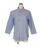 コットンシャツ ブラウス 長袖 S 青 ブルー