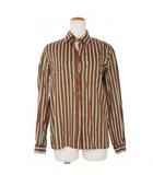 グッチ GUCCI ヴィンテージ ストライプ シャツ ブラウス 長袖 マルチカラー グリーン 緑 レッド 赤 ホワイト 白