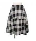 フレアスカート チェック ロング ゴムウエスト XSサイズ ブラック 黒 ホワイト 白 RI-S011