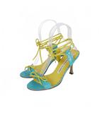 ストラップ バイカラー サンダル 34.5 青 黄 ブルー イエロー