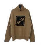 スクエアロゴ ハイネック ニット セーター 長袖 S 茶 ブラウン