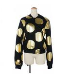 ジャンボドット 箔プリント スウェット ブルゾン ジップアップ IT42 黒 金 ブラック ゴールド