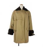 ヴェルサーチ ヴェルサーチェ VERSACE ボア切替ハーフコート レオパード 裏地チェック サイズ38 ベージュ ブラウン 茶 レッド 赤  LC3212