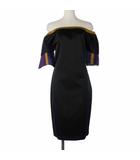 ストゥーディオフェレ STUDIO 0001 by FERRE オフショルダーワンピース ひざ丈 袖切替 サイズ40 ブラック 黒