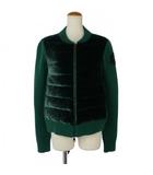 モンクレール MONCLER MAGLIONE TRICOT CARDIGAN ダウンジャケット カシミヤ混 ニット切替 ベロア XS グリーン 緑 D2093940800 948AE