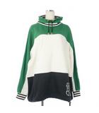 SPORTS ハイネック ロゴ刺繍 スウェット 配色 ヴィンテージ L 白 緑 黒 ホワイト グリーン ブラック