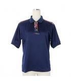 ポロシャツ 半袖 コットン 刺繍ロゴ Mサイズ ネイビー 紺