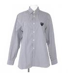 プレイコムデギャルソン PLAY COMME des GARCONS 2013 コットンストライプシャツ ハートワッペン 長袖 S 青 ブルー AZ-B008