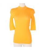 リブニットカットソー 半袖 モックネック サイズ38 オレンジ