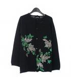 トリココムデギャルソン tricot COMME des GARCONS 90s フラワープリント ノーカラー ニット カーディガン 黒 ブラック TN-080020