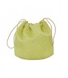 サテン ジャガード パース ポーチ 巾着 イエロー 黄色