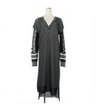 ニットドレス ロングワンピース 長袖 1 ブラック 黒 ホワイト 白 MM20PS -KN714