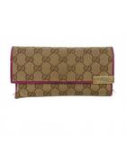 GGキャンバス 長財布 ロングウォレット ベージュ ピンク ゴールド金具 291099 2067