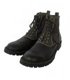 コムデギャルソンオム COMME des GARCONS HOMME コンバットブーツ レースアップ ショートブーツ レザー キャンバス 26.5cm ブラウン 茶 カーキ 緑 HK-K102-001-3-6