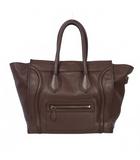 セリーヌ CELINE ラゲージ ミニショッパー ハンドバッグ グレインカーフレザー ダークブラウン 茶