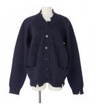 メゾンマルジェラ Maison Margiela 19AW ダメージ加工 ニットカーディガン ウール 無地 S 紺 ダークネイビー S51GP0135