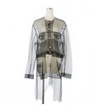 メゾンマルジェラ Maison Margiela 22SS チュールジャケット シースルー 長袖 ノーカラー 40 ブラック 黒 S31AM0309