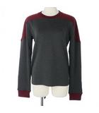 ジルサンダー JIL SANDER ニット セーター ウール バイカラー 長袖 クルーネック 44 グレー レッド 赤