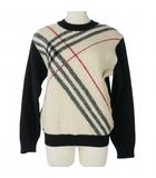 バーバリーゴルフ BURBERRY GOLF ニット セーター 長袖 クルーネック L チェック 黒 ブラック ベージュ BGT91-757