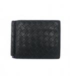 ボッテガヴェネタ BOTTEGA VENETA イントレチャート マネークリップ カードケース 札入れ 黒 ブラック ブルー