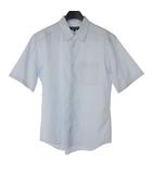 コムデギャルソンオムドゥ COMME des GARCONS HOMME DEUX ストライプシャツ 半袖 コットン M 白 ホワイト 水色 ライトブルー DI-B036 AD2011