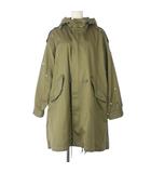 パール装飾 モッズコート フード付き ロング丈 F 緑 カーキ M51-PARKA