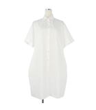 エムエムシックス メゾンマルジェラ MM6 Maison Margiela 20AW 半袖シャツ ワンピース メッシュ パッチワーク ひざ丈 38 白 ホワイト S52CT0556