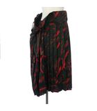 バレンシアガ BALENCIAGA 18AW 総柄 巻きスカート プリーツ ミドル丈 34 赤 レッド マルチカラー 92321