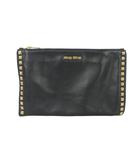 ミュウミュウ miumiu レザー スタッズ クラッチバッグ ゴールド金具 黒 ブラック
