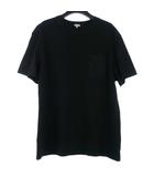 ロゴTシャツ 胸ポケット 丸首 半袖 M 黒 ブラック H526Y22XBC