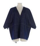 エムエムシックス メゾンマルジェラ MM6 Maison Margiela 17SS デニム プルオーバー 半袖 Vネック 38 青 ブルー インディゴ S52NC0085