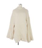 エムエムシックス メゾンマルジェラ MM6 Maison Margiela 22AW リブ ニット セーター アシンメトリー S 白 オフホワイト S62GP0069 S18078 001F 国内正規