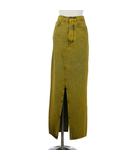 エムエムシックス メゾンマルジェラ MM6 Maison Margiela デニム スカート ロング丈 スリット カットオフ ウォッシュ加工 38 黄 イエロー S62MI0021 S30652