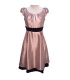  La Defence ワンピース フォーマル 半袖 ひざ丈 バイカラー フレアー 9 ピンク vv82 0405