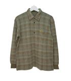 ゴールデンベア GOLDEN BEAR 長袖 ポロシャツ  ウール混 ワンポイント刺繍 チェック 胸ポケット M カーキ系 k14101 0731