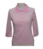 エムケー ミッシェルクラン MK MICHEL KLEIN 七分袖 タグ付き 未使用 ボーダー ポロシャツ 38 Sサイズ相当 ピンク系 93329 0819