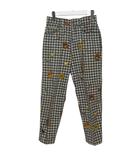 アイグナー AIGNER パンツ ジーンズ ロング ゴルフ柄 千鳥格子 ロゴ スリット 42 XSサイズ相当 グレー ベージュ k30835 1201
