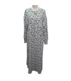 ニコアンド Niko and.. 長袖 ワンピース マキシ丈 前後2way 総柄 Mサイズ ホワイト ブラック a4935 1204