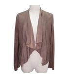 長袖 レザージャケット ドレープ ラム革 ショート丈 スエード Mサイズ ブラウン k32672 1213