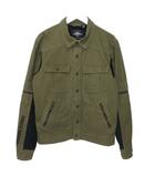 ハーレーダビッドソン HARLEY DAVIDSON GENUINE MOTORCLOTHES 長袖 コットンキャンバスジャケット ロゴ ツートン Sサイズ カーキ ブラック E1215062539 0107