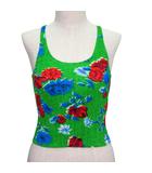 プリーツプリーズ PLEATS PLEASE イッセイミヤケ 美品 ノースリーブ タンクトップ プリーツ加工 花柄 3 Mサイズ相当 グリーン レッド ブルー k335040 0206