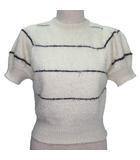 スナイデル SNIDEL 半袖 ニット セーター クロップド丈 パフスリーブ ボーダー ONEサイズ Mサイズ相当 アイボリー ブラック k33271 0206